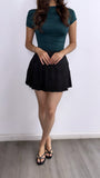Edna Assymetrical Short Sleeve Top- Hunter Green