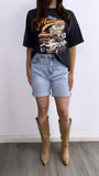 Adam High Rise Denim Dad Shorts- Light Wash