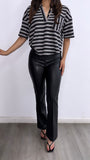 Sade Striped Oversized Boxy Short Sleeve Top- Black/White