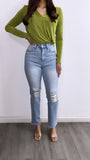 Sully Long Sleeve Bodysuit- Lime Green