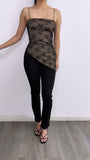 Rosy Floral Lace Cami Top- Black/Beige