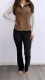 Sleeveless Fleece Vest- Brown