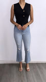 Arlene Thick Ribbed Vest Top- Black