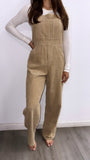Fall Is Calling Corduroy Straight Leg Overalls- Taupe