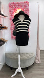 Capella Knitted Striped Sweater Vest- Black/White