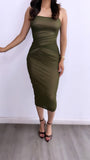She’s Posh Mesh Midi Dress- Olive/Nude