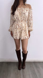 Much To Love Floral Off Shoulder Romper- Cream