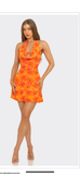 Latina Forever Halter Mesh Mini Dress- Orange Multi