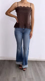 Mirna Satin Lace Top- Brown