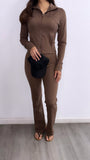 Athleisure Zip Up Sweater- Chocolate