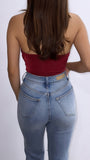 Solana Silk Halter Top- Cherry