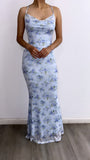 Cherished Moments Floral Mesh Maxi Dress- Baby Blue