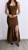 Made For Dancing Ruched Maxi Dress- Bronze