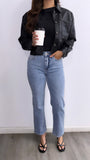 Maciel Faux Leather Jacket- Black