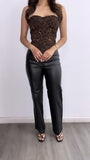 Ride On High Rise Straight Leg Faux Leather Pants- Black