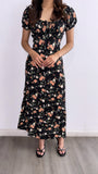 Meet Me In Spring Floral Midi Dress- Black Multi