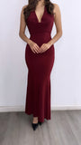 Holiday Spirit Mesh Halter Maxi Dress- Burgandy