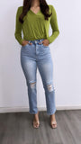 Sully Long Sleeve Bodysuit- Lime Green