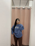 California Oversized Pullover Sweater- Blue Stone