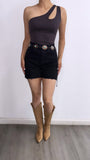 Elma Assymetrical Cut Out Bodysit- Dark Brown
