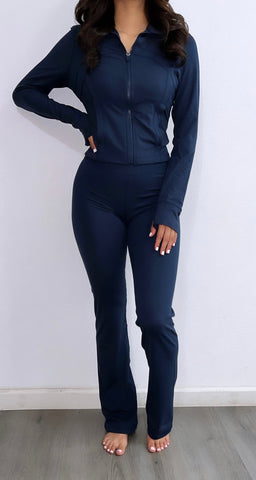 Athleisure High Rise Flare Leggings- Navy