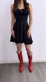 Festival Season Corset Flowy Mini Dress- Black