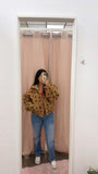 Helena Oversized Floral Sherpa Jacket- Camel
