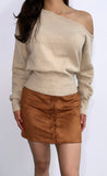 Favorite Season High Rise Suede Mini Skirt- Camel