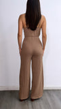 Sunday Brunch Wide Leg Ribbed Jumpsuit- Mocha