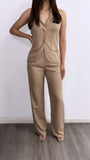 By The Coast Halter Linen Top- Mocha