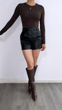 Night Dreamer High Rise Faux Leather Shorts- Black