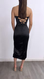 Mesmerized Satin Tube Midi DRess- Black