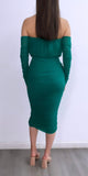 Your Biggest Desire Off Shoulder Midi Dress- Teal