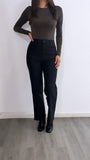 Minimalist High Rise Straight Leg Pants- Black