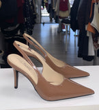 Sleek Flirtation Sling Back Heels- Mocha