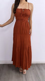 Getty Villa Crinkled Maxi Dress- Rust