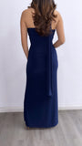 Mi Tesoro Ruched Scarf Maxi Dress- Navy Blue