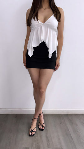 Hazel Glitter Frilled Top- White