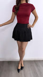 Edna Assymetrical Short Sleeve Top- Wine