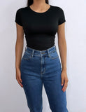 Basic Rewind Short Sleeve Top- Black