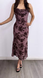 Chasing After You Mesh Velvet Midi Dress- Purple