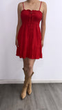 She's Radiant Flowy Linen Mini Dress- Red