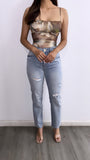Carlitos High Rise Straight Leg Jeans- Light Wash