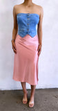 Dainty Days Satin Midi Skirt- Blush