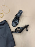 Bottoms Up Sandal Heel- Black Croc