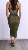 She’s Posh Mesh Midi Dress- Olive/Nude