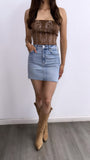 Cowboy Cartrer Suede Western Corset Top- Mocha