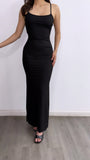 Look My Way Ribbed Maxi DRess- Black