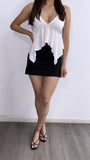 Hazel Glitter Frilled Top- White