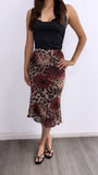 Anora Mesh Floral Leopard Mesh Midi Skirt- Multi
